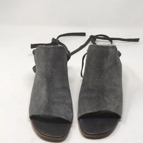 Alberto Fermani Shoes Sandals Heels Mules Lace Up Leg Italy Gray Suede 38 US 8 - Picture 8 of 16